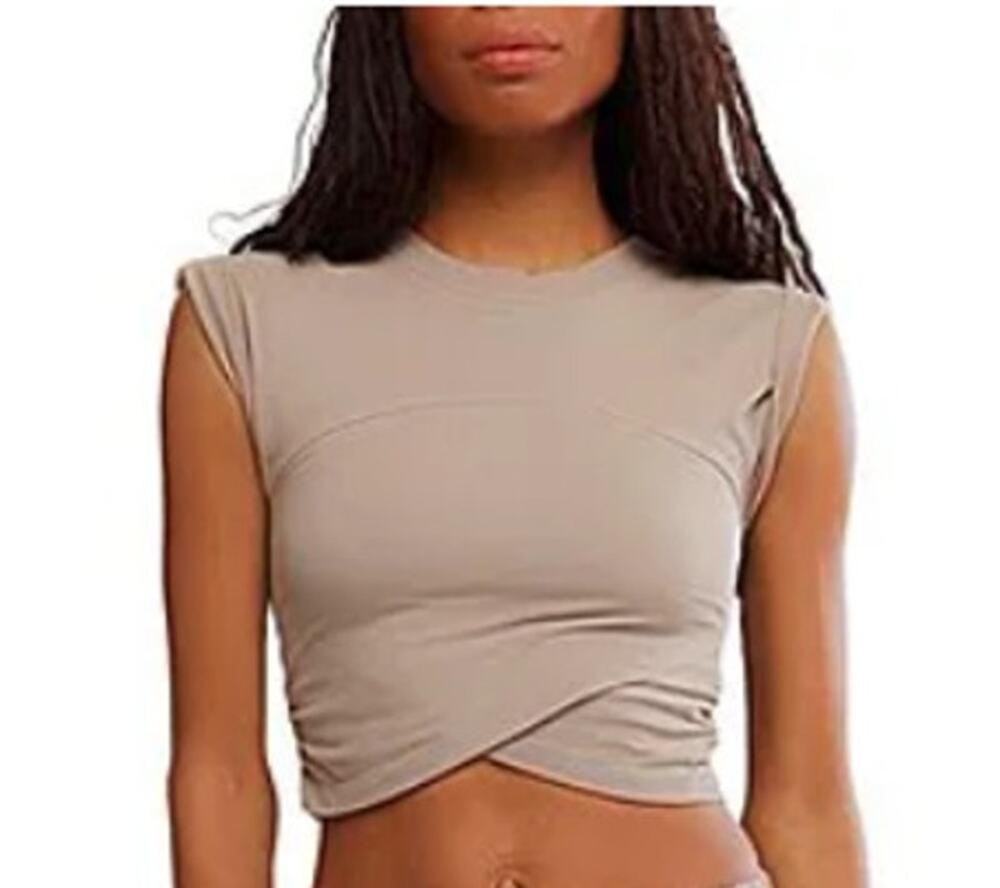 NWT Free People Movement Hot Shot Crossover Muscle Tee, Pumice, Size L